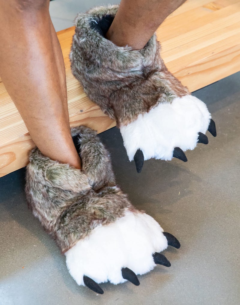 Lazy One Animal Paw Slippers for Kids and Adults, Fun Costume for Kids, Cozy Furry Slippers (Wolf, Large) - Image 3